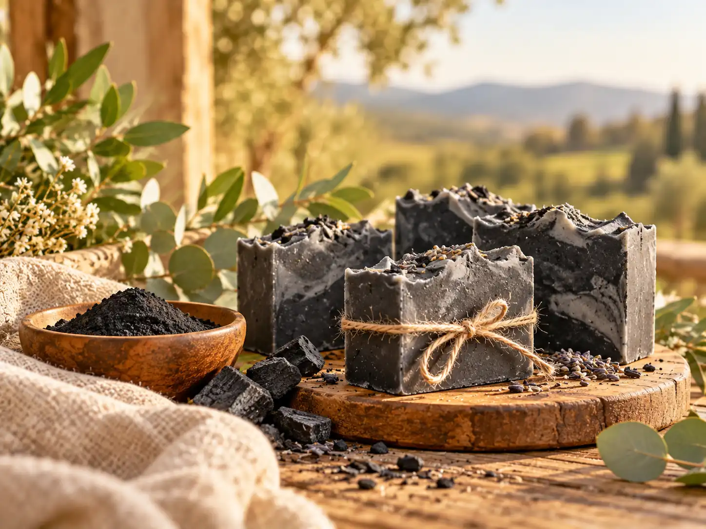 BodyStudio Charcoal Soap in a open field